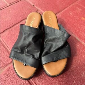 A. Giannetti Black Leather Mules